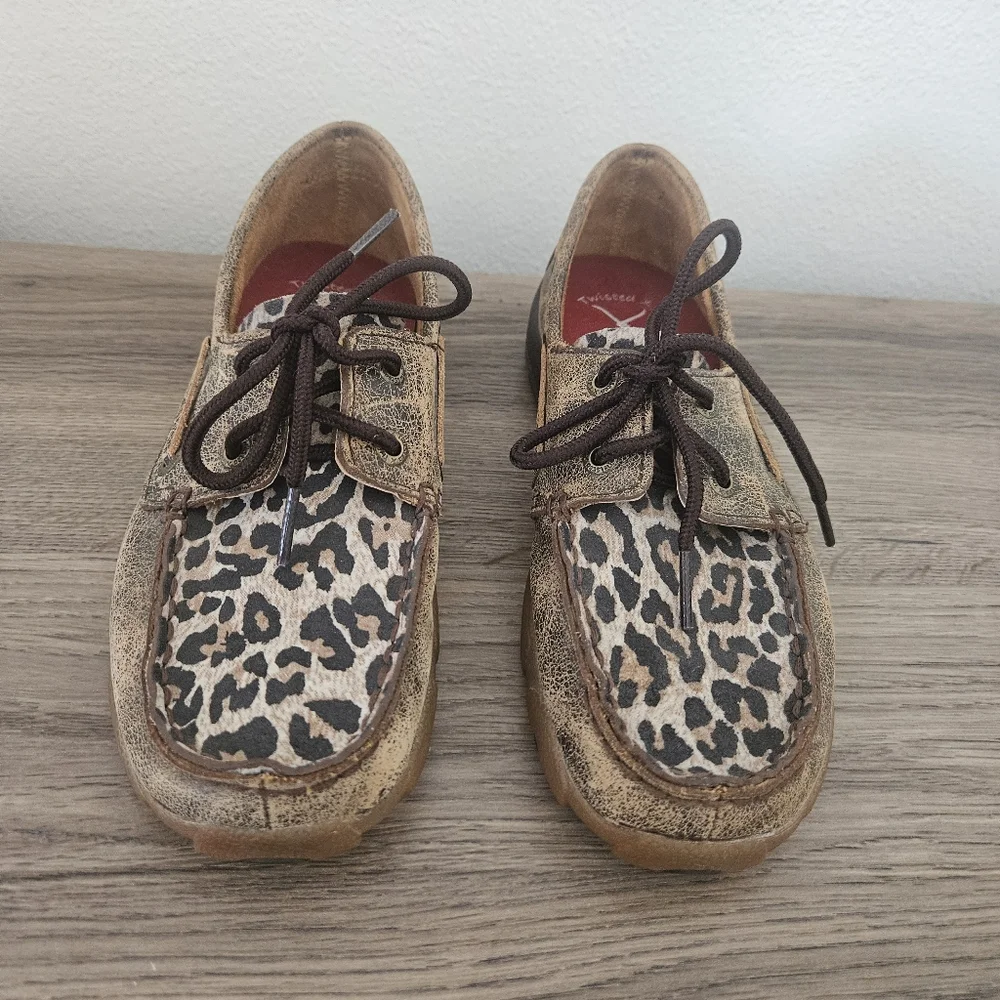 Twisted X boots Kids‎ Leopard Print boat Driving Mocs Shoe size 2.5